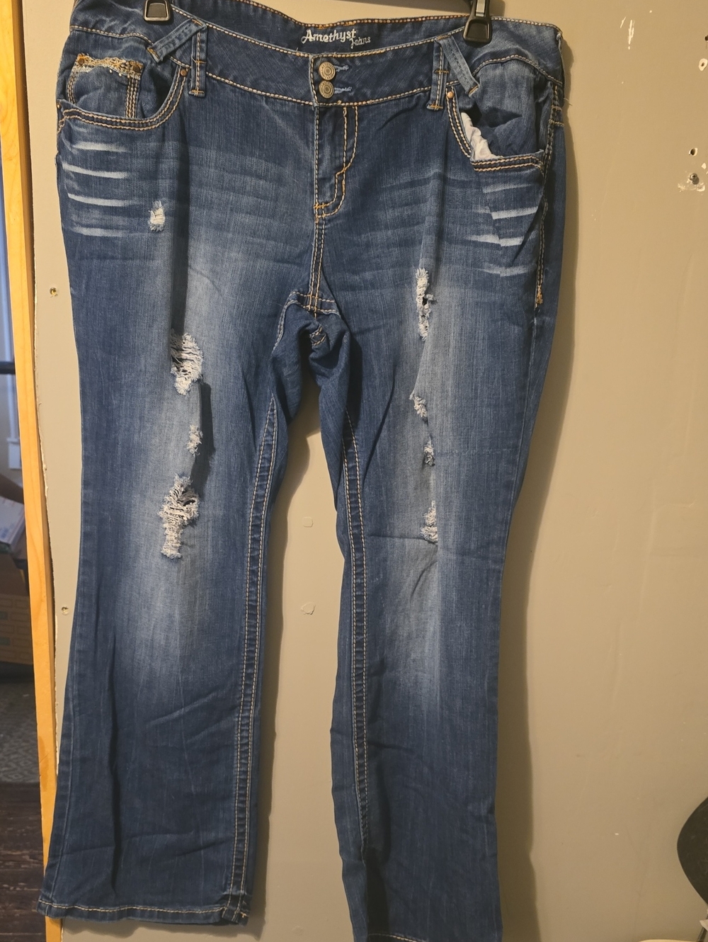 Amethyst Jeans Women's Distressed Blue Boot Cut Jeans